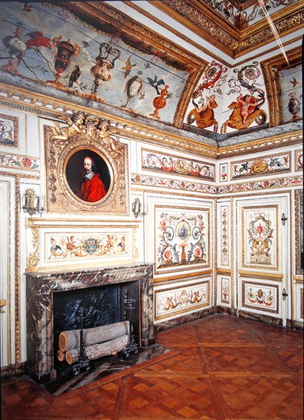 Quarto pintado com motivos policromados, c.1660 (madeira policromada) de French School