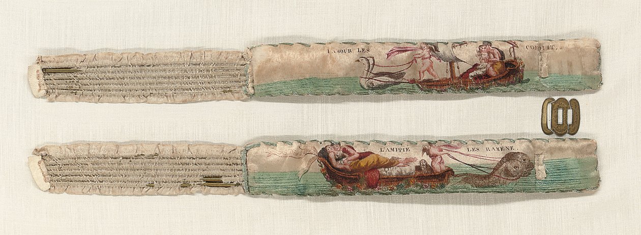Par de ligas, c.1770-90 (seda e metal) de French School