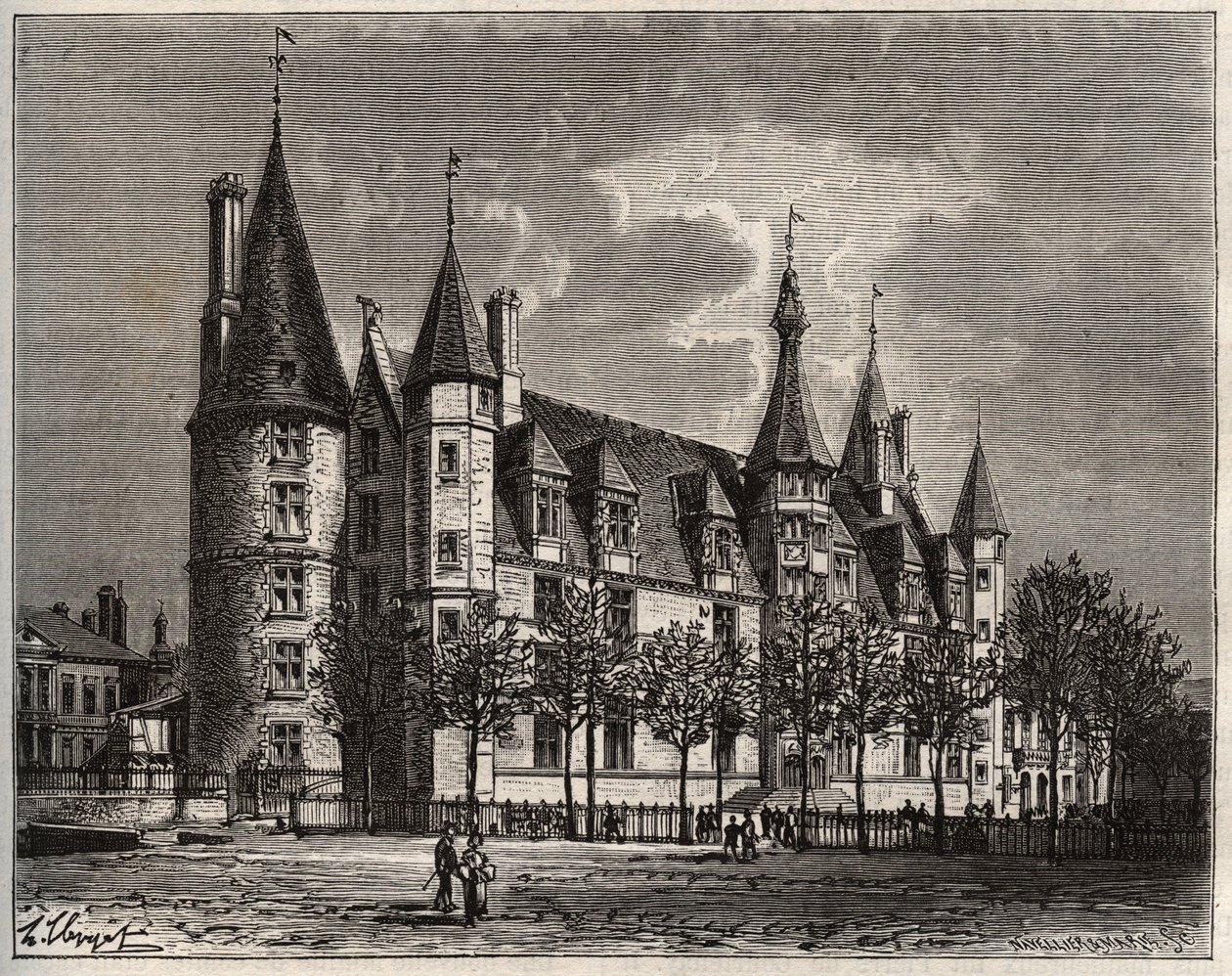 Palais ducal de Nevers - Chateau du 15 - 16th century - gravura em "La France illustree: geography, history, statistical administration" de V.-A. Malt-Brown. 1884 de French School