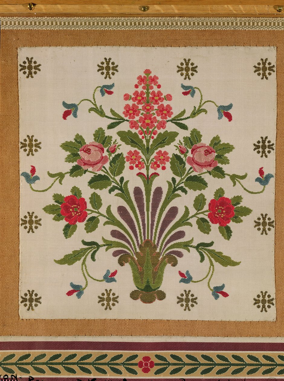 Painel de seda com buquê de flores de Pernon, Lyons (seda) de French School