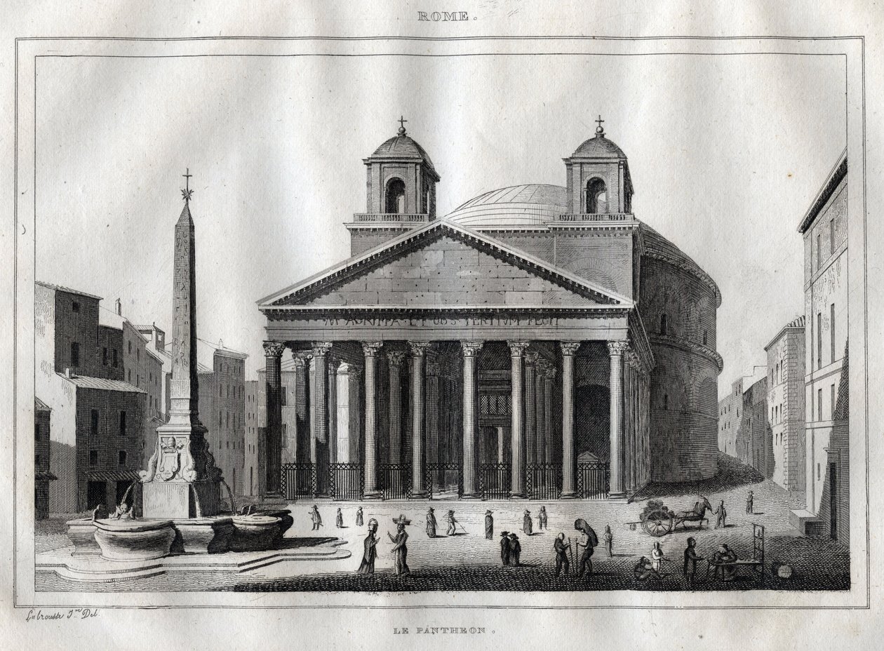Pantheon - Roma - Roma - Gravura de "Itália Pitoresca" - Pintura Histórica e Descritiva da Itália" de M. de Norvins, Ch. Nodier 1834-1836. de French School