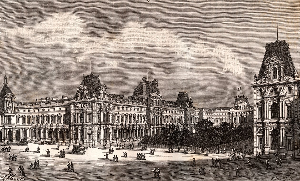 Paris Le Louvre - gravura em "La France illustree: geography, history, administration statistique" de V.A. Malt-Brown. 1884 de French School