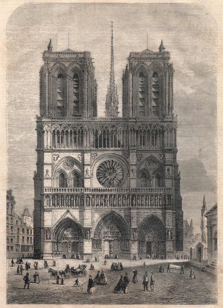 Paris: Notre Dame. Plano baseado em Eugene Viollet le Duc, que restaurou a catedral em meados do século XIX. de French School