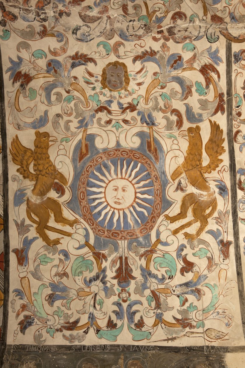 Igreja paroquial (Església de la Mare de Déu de Solers). Interior. As naves. Pinturas murais. Pormenor. Século XVI (). de French School