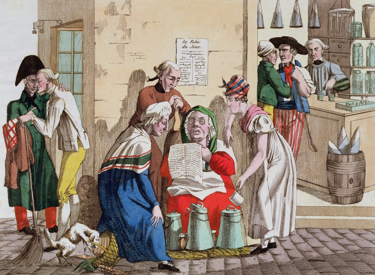 Vendedor de leite parisiense e provedor de notícias, c.1815 de French School