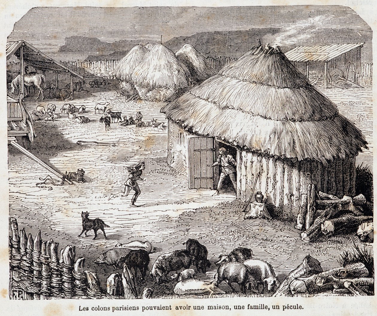 Os colonos parisienses poderiam ter uma casa, uma família, um pecule (habitantes gálicos de Lutece) - em "Paris a travessa les séculos". de French School