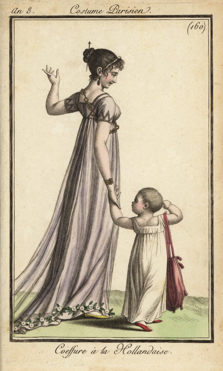 Mulher parisiense com o penteado da moda holandesa de French School