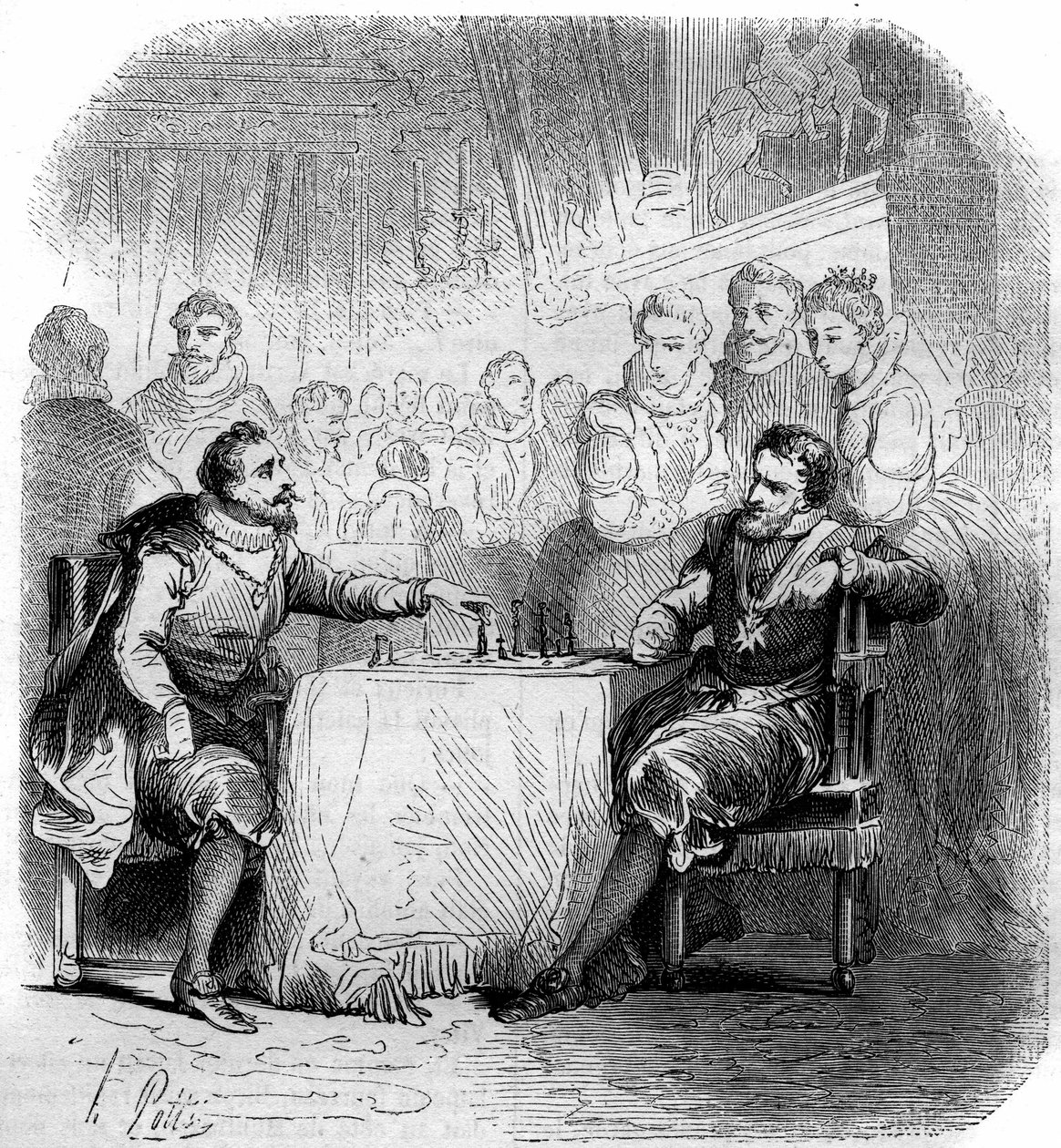 Parte do xadrez entre Henrique IV da França (1553-1610) e o Duque de Vendôme. de French School