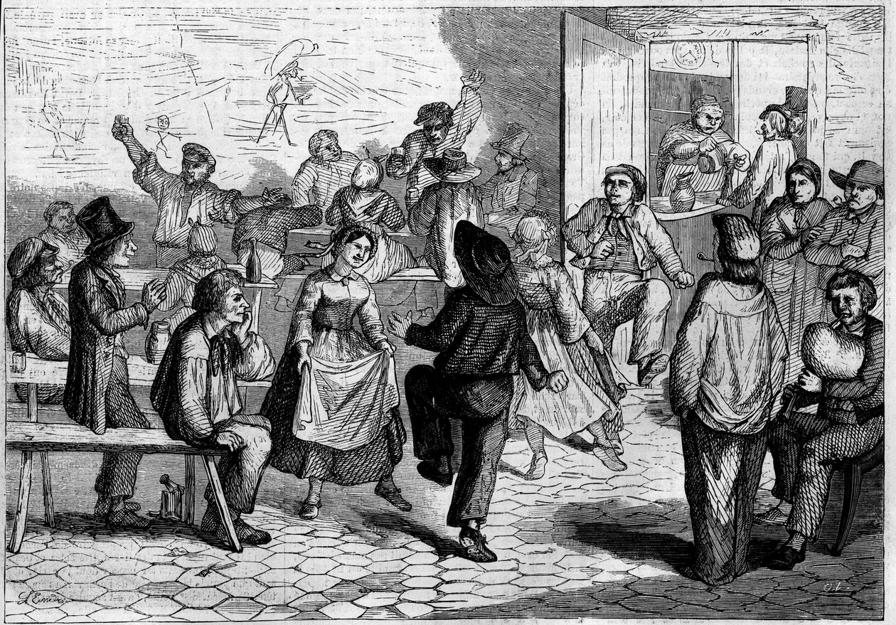Festa em Paris: um baile de carregadores de água e produtores de carvão, na Barriere de la Villette de French School