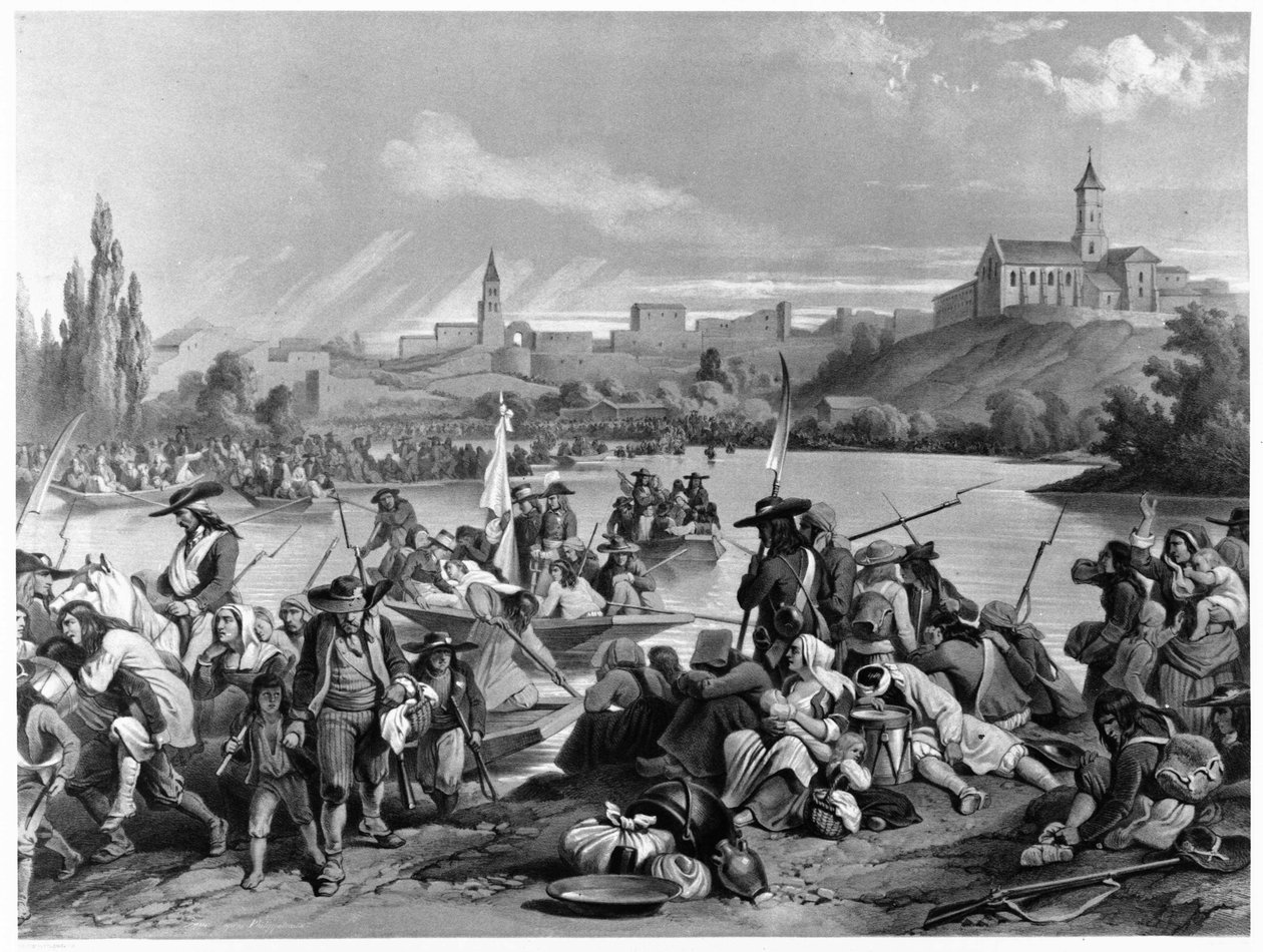 Passagem do Loire pela Vendée Armee, Outubro 1793 - col. museu Dobrée, Nantes. de French School