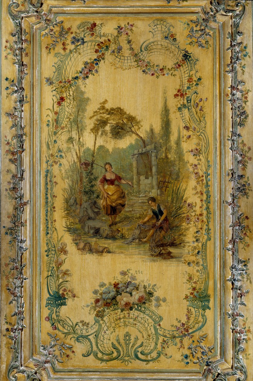 Cena pastoral, painel do apartamento da Dauphine Marie Josephe da Saxônia (1731-1767) de French School