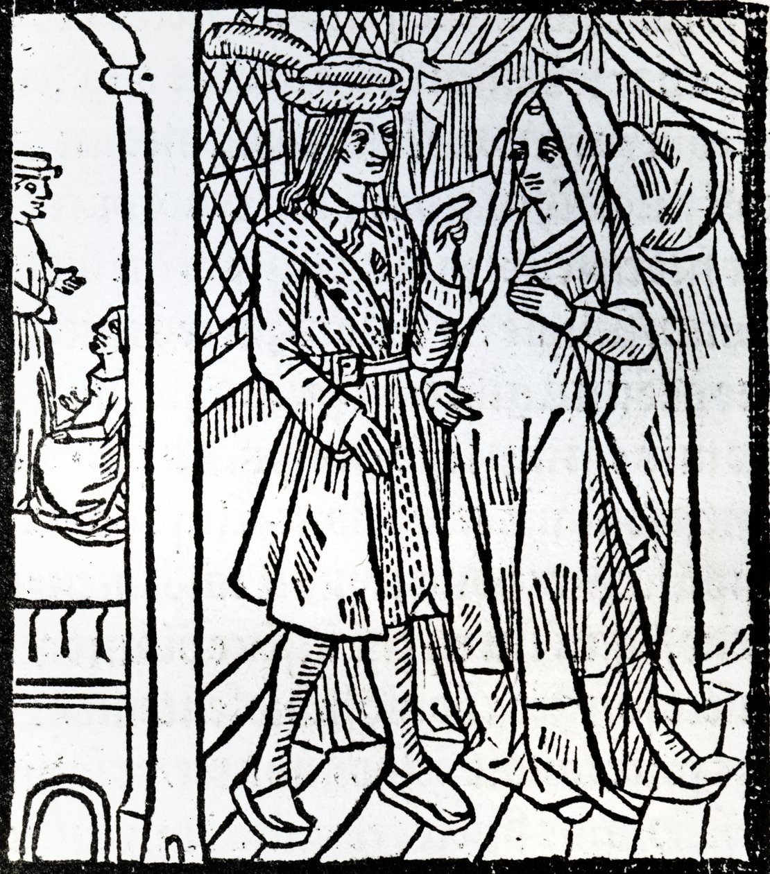 Pathelin e Guillemette, da farsa do mestre Pierre Pathelin, c.1465 de French School
