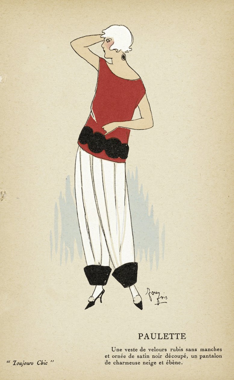 Paulette de Toujours Chic, pub.1921-22 (gravura a stencil) de French School