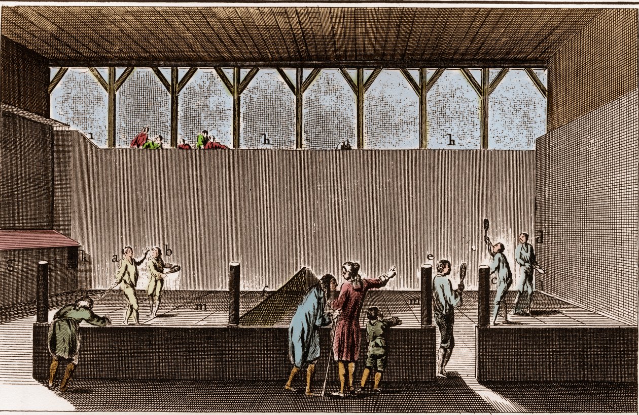 Paulmerie - Game of Palm and Snowshoeing - Jeu de Paume short - "La Grande Encyclopedie, ou Dicionário Raisonne des Sciences, des Arts et des Metiers" (Enciclopédia ou Dicionário das Ciências, Artes e Profissões) por Denis Diderot (1713-1784) e J de French School