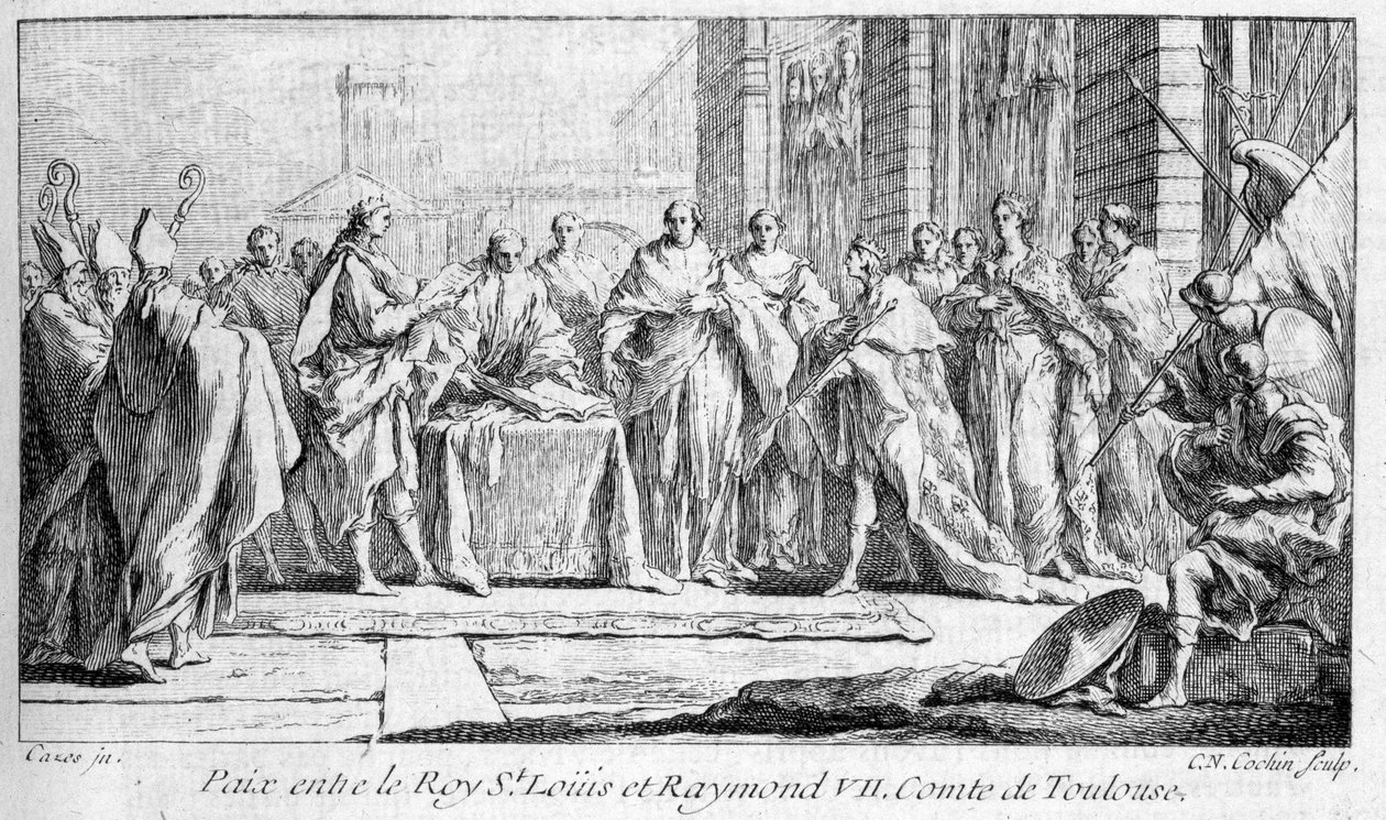 Paz entre Raimundo VII e São Luís 1229 em "Histoire générale de Languedoc" de Joseph Vaissete, Paris de French School