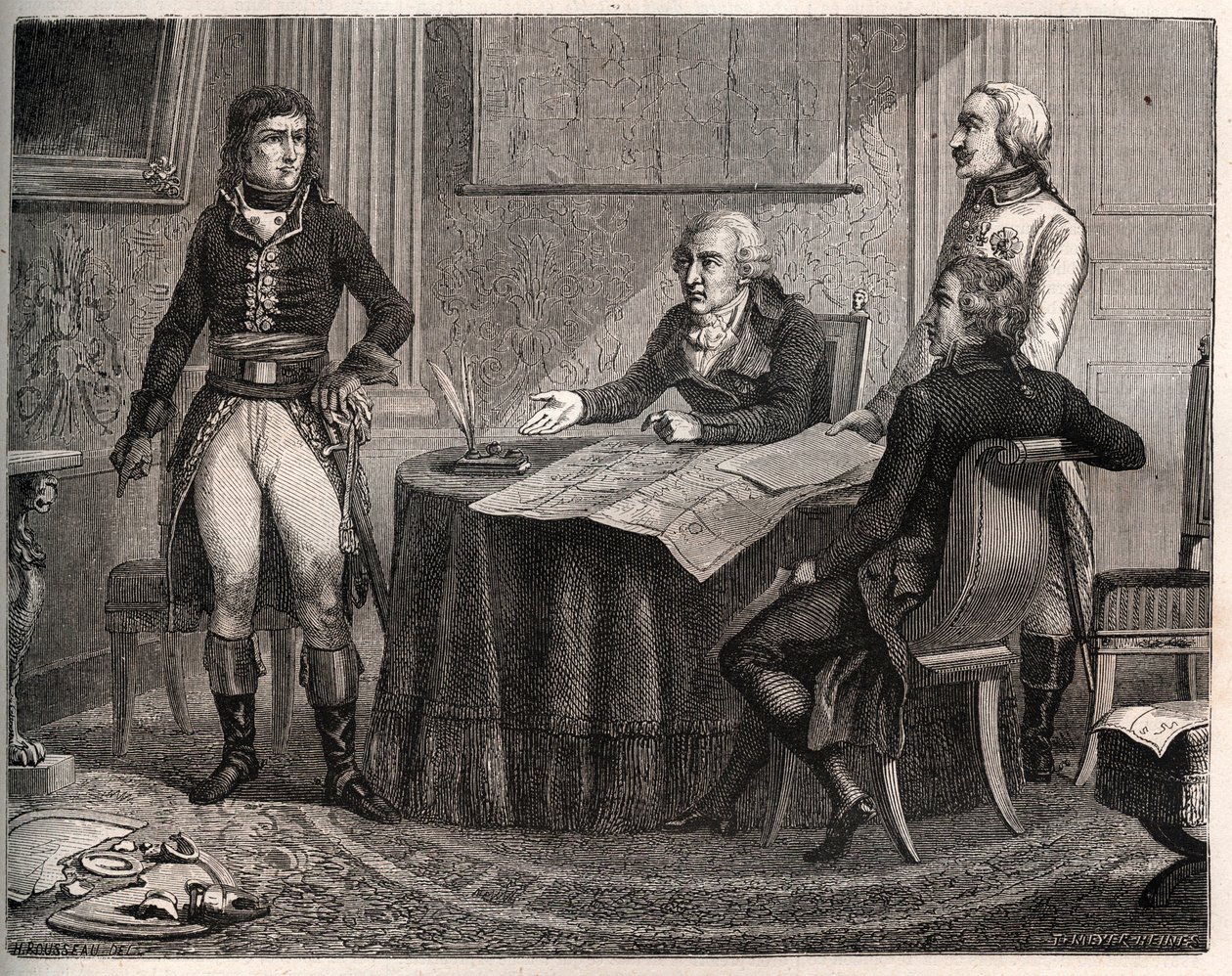 Paz de Campoformio entre a Áustria e a França: Negociações entre o Conde Cobenzl e Napoleão Bonaparte de French School