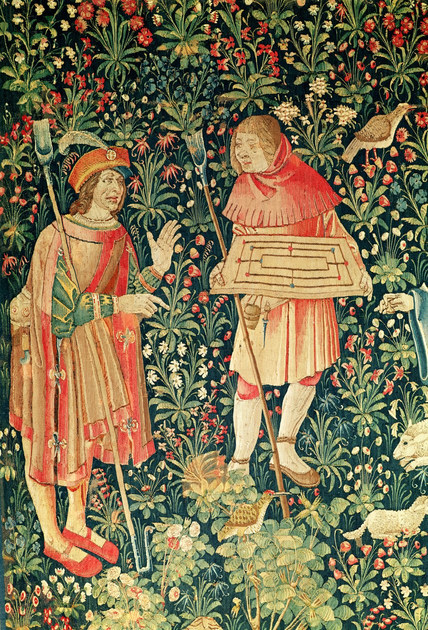 Camponês carregando um jogo de amarelinha, de jogo de amarelinha e colheita de frutas, Loire Workshop, 1510 de French School