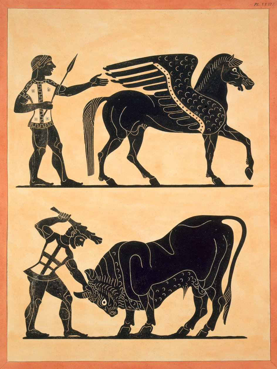 Pegasus, com Hércules matando o Touro, publicou 1808-10 de French School