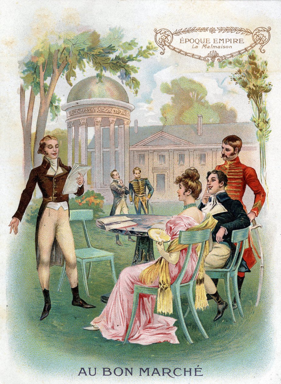 Império do período: Malmaison. Cromolitografia "Au Bon Marche" por volta de 1890. de French School