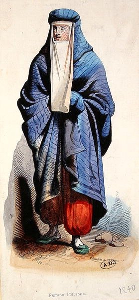 Mulher Persa, c.1840 (cor litho) de French School