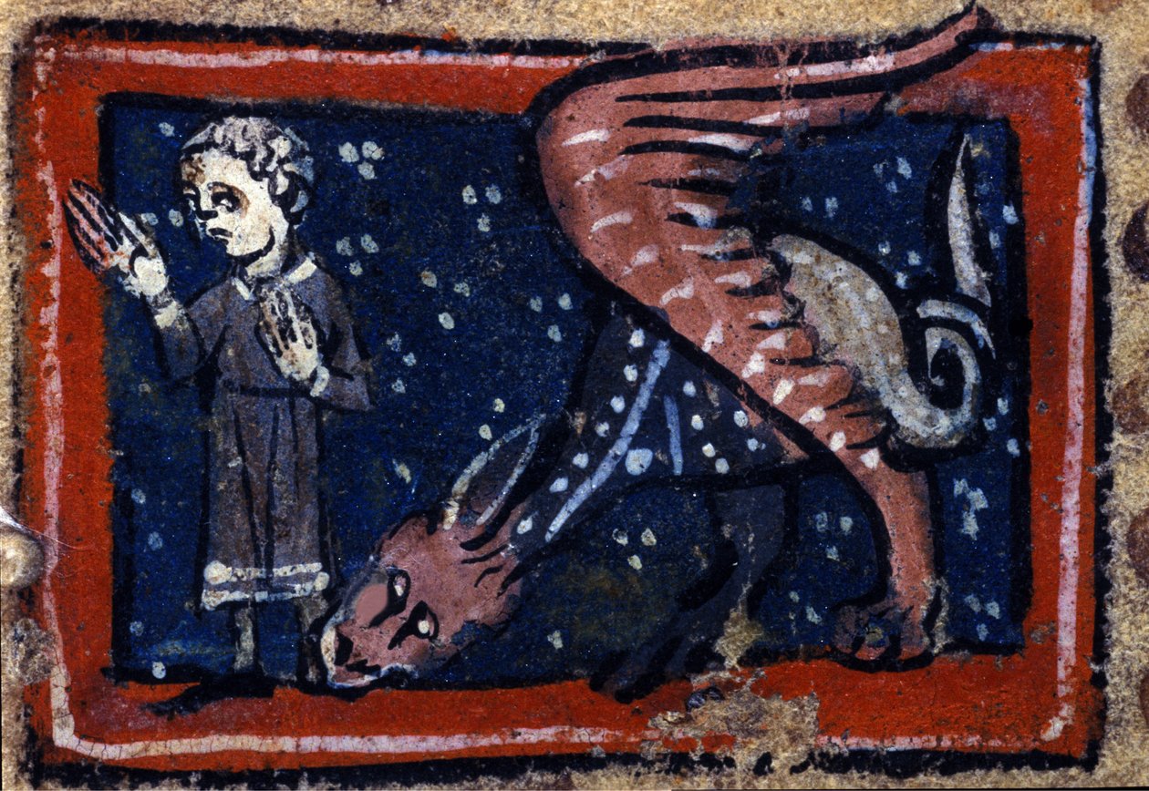Peryton desenha a partir de um bestiário francês do século XIV. Biblioteca Trivulziana. de French School