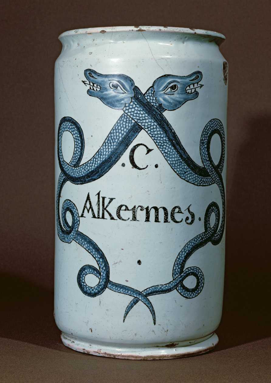 Frasco farmacêutico para alcenos, de Rouen, c.1770 (cerâmica) de French School