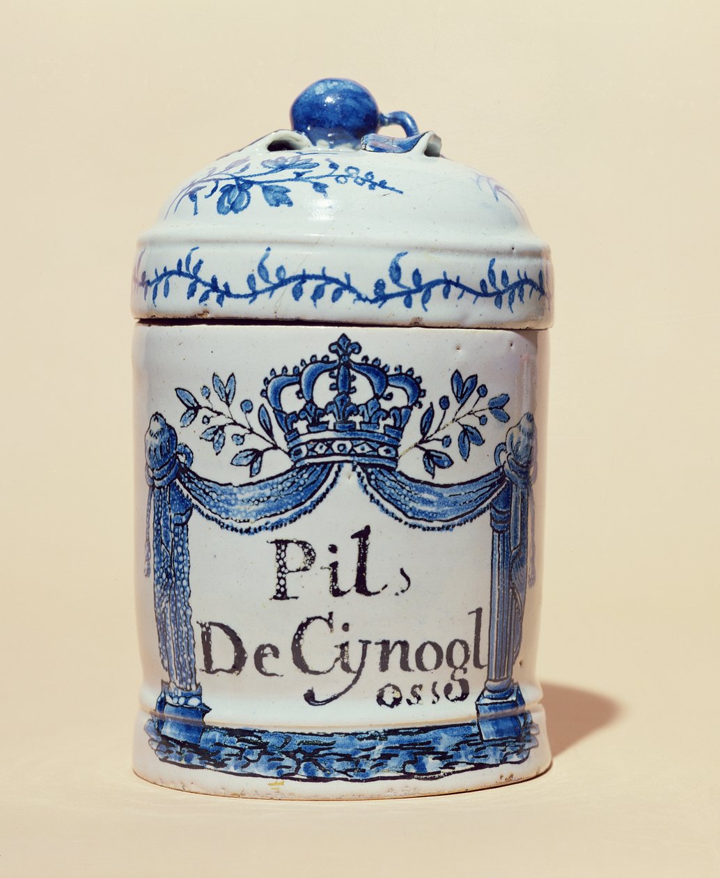 Frasco farmacêutico para comprimidos de cynoglossum, c.1700 (cerâmica) de French School