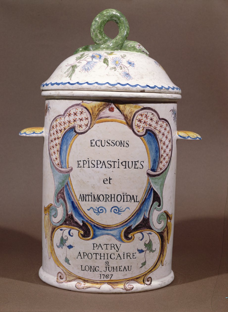 Pote farmacêutico do farmacêutico Patry em Longjumeau, 1767 (cerâmica) de French School