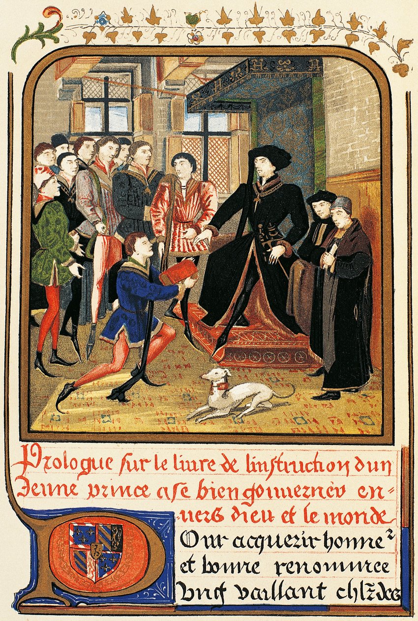 Philip Good (1396-1467) sob o dossel, gravura da Instrução Jeune Prince, contida no Dicionário de Móveis e Decoração, Henry Havard, Volume II de French School