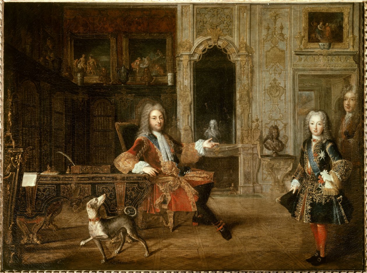 Filipe II e Luís I de Orleães, duque de Chartres de French School