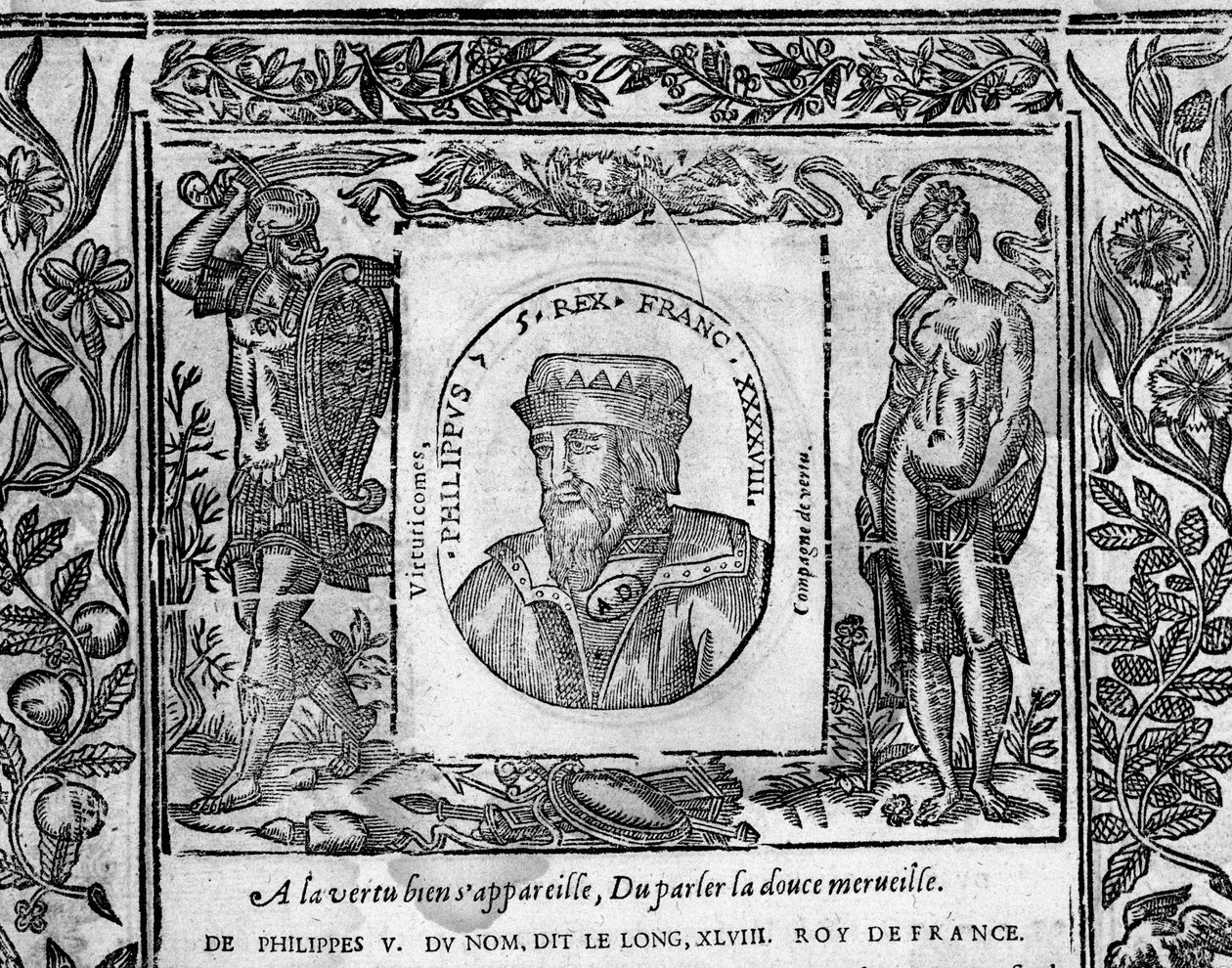 Filipe V, o Longo, retrato gravado num medalhão de French School