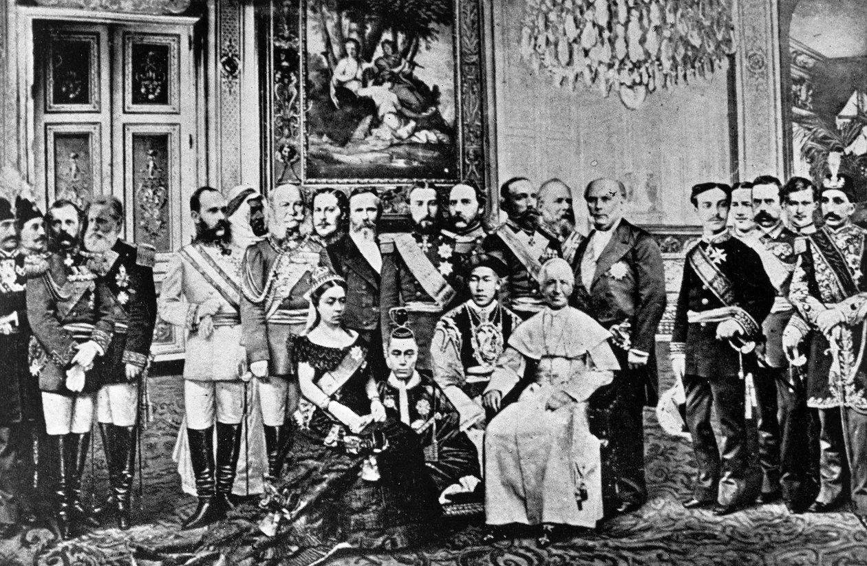 Fotomontagem de Governantes Mundiais, 1867 (collaged bw photos) de French School