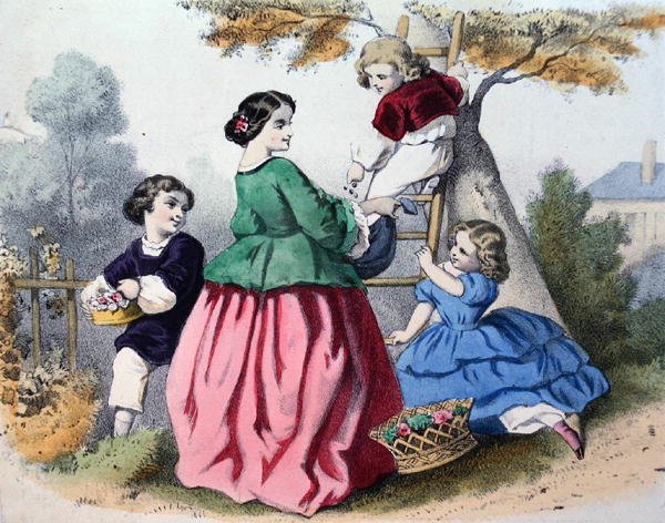 Apanhar flores (cor litho) de French School
