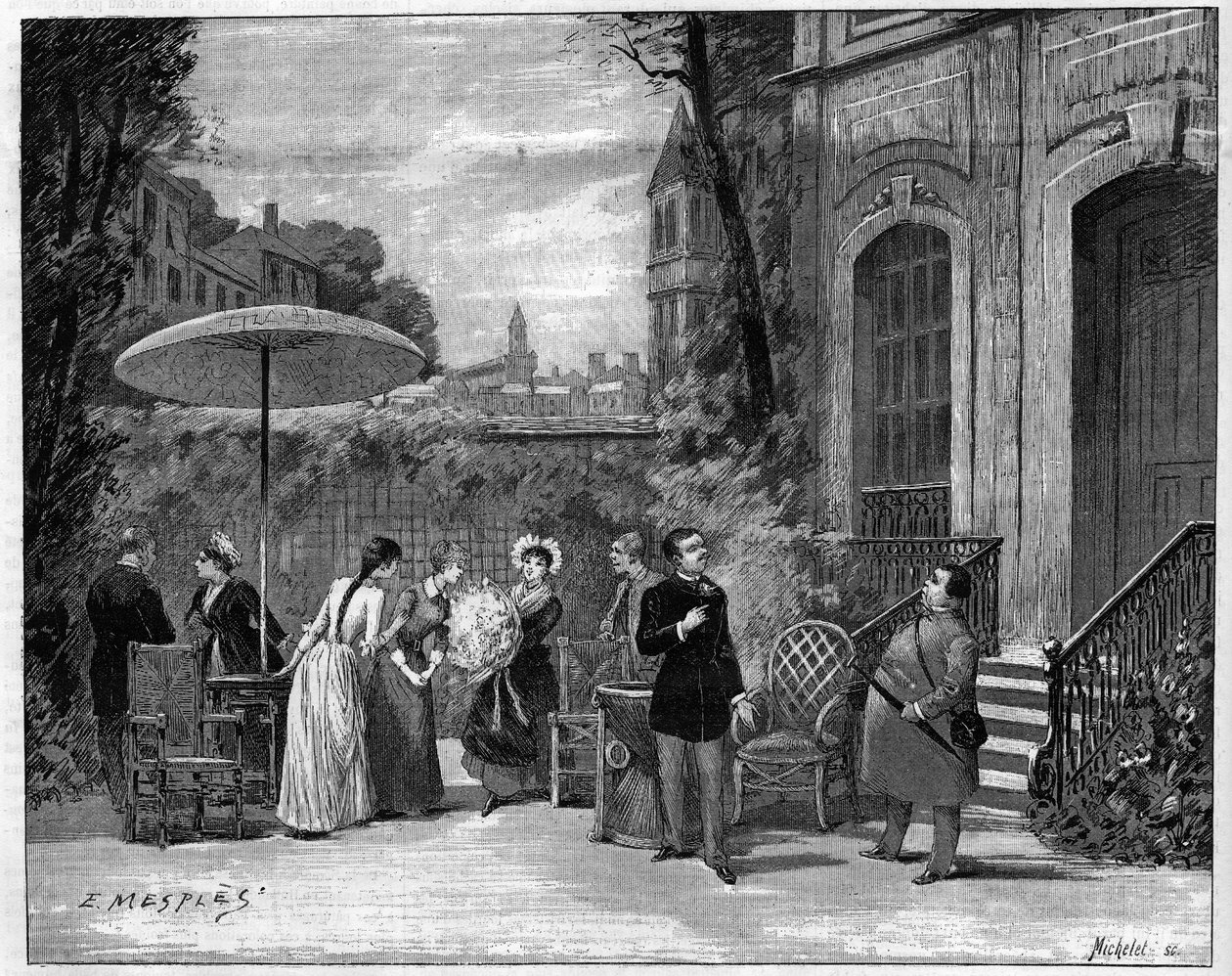 Peça de teatro: comediantes da Comédia Francaise em "Un parisien" de Edmond Gondinet (1828-1888) de French School
