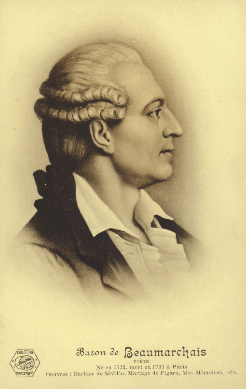 Pierre Beaumarchais (1732-1799), dramaturgo francês (litografia) de French School