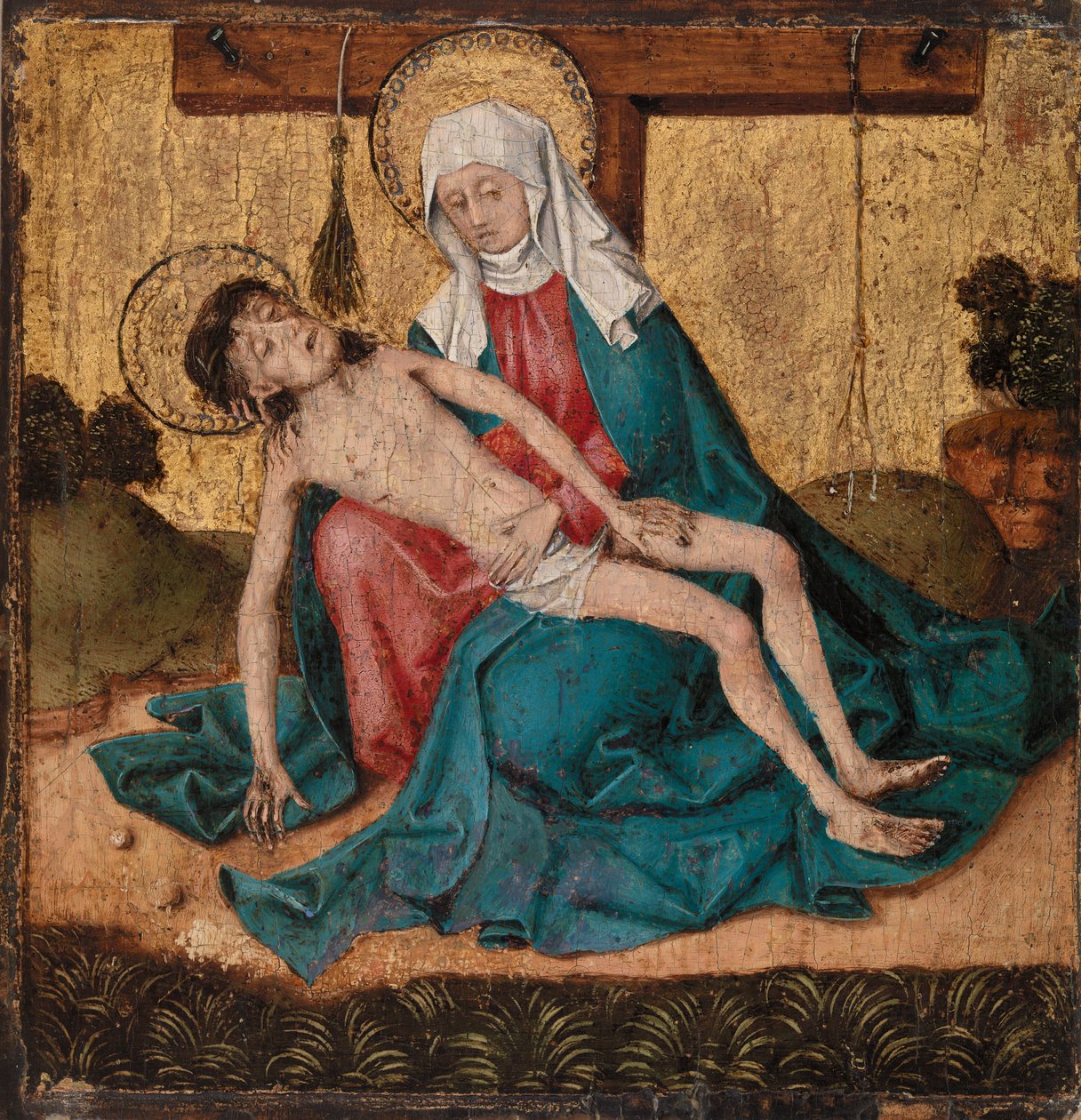 Pieta (tempera e folha de ouro no painel) de French School