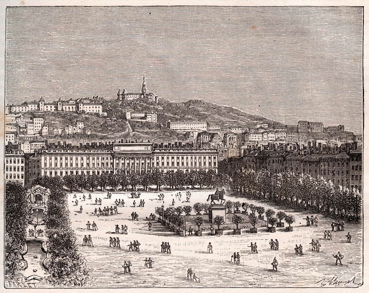 Place Bellecour ou Place Louis-le-Grand - la plus grande place de Lyon - gravura em "La France illustree: geography, history, statistical administration" de V.-A. Malt-Brown. 1884 de French School