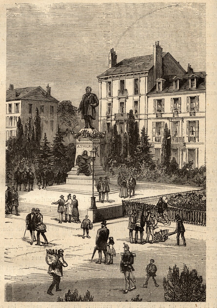 Place Thiers - centro da cidade de Nancy, no departamento de Meurthe-et-Moselle, na região da Lorena - gravura em "PATRIE" - DESCRIÇÃO PECTUREQUIREQUE DE LA FRANCE EN 6 VOLUES BY LUCIEN HUARD de French School