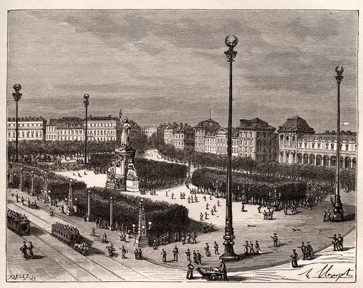 Place de la Republique em Paris - gravura em "La France illustree: geography, history, administration statistique" de V.A. Malt-Brown. 1884 de French School
