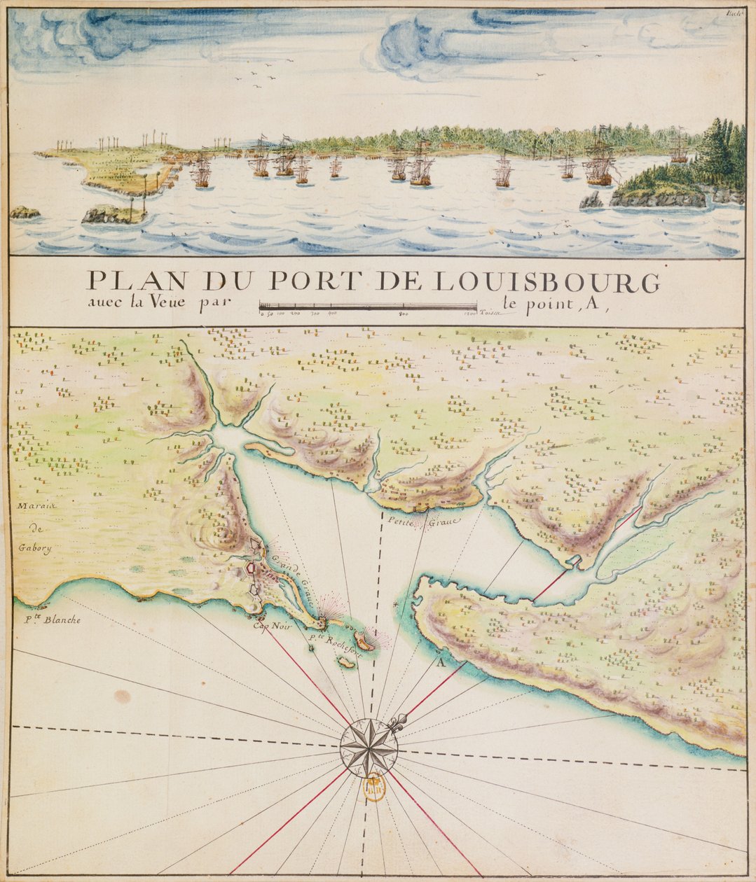 Planta do Porto de Louisbourg (wc no papel) de French School