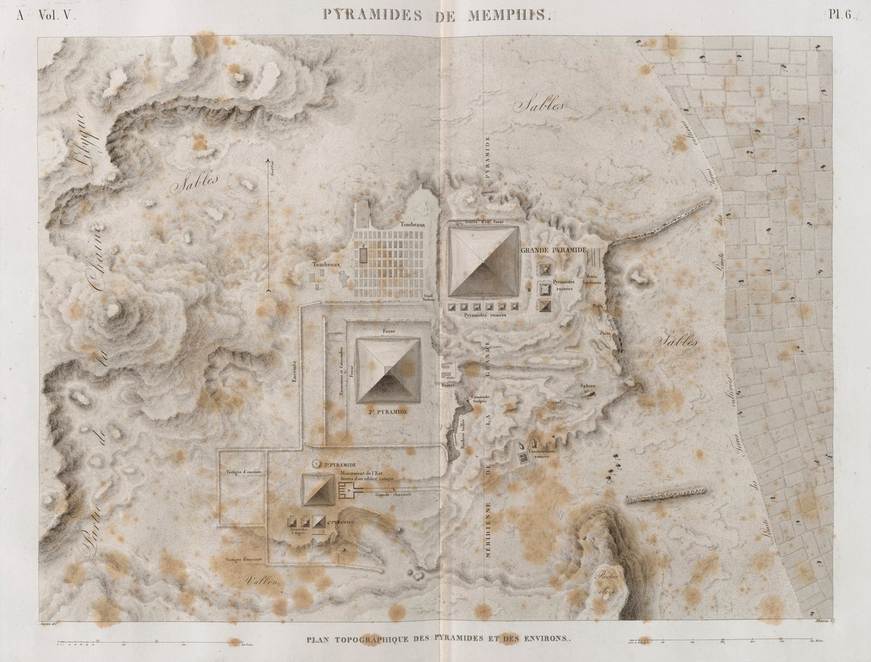 Plano das pirâmides de Memphis e arredores de French School