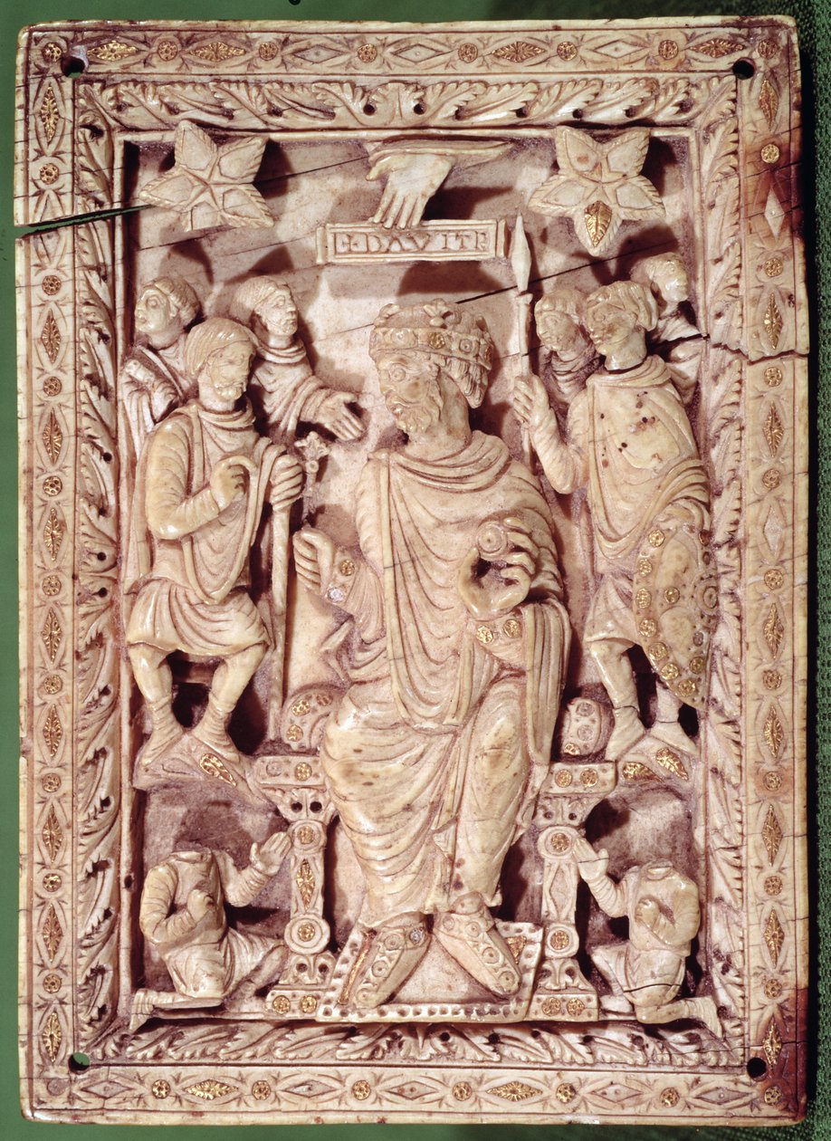 Placa representando o rei Davi entronizado, de Reims, do século IX ao X10 de French School