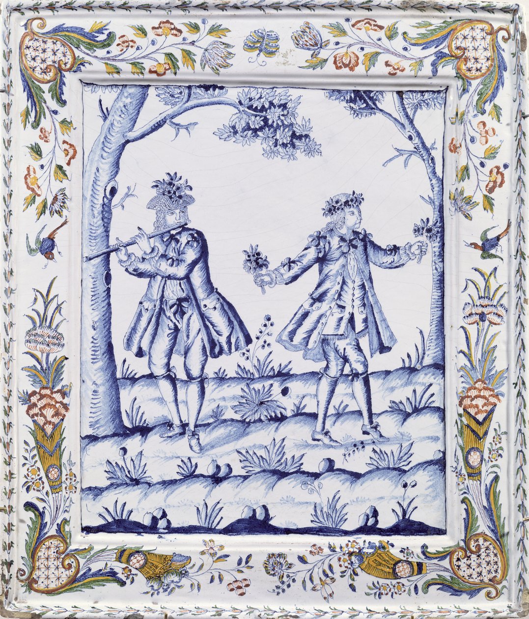 Placa representando uma cena de The Magic Flute (faiança) de French School