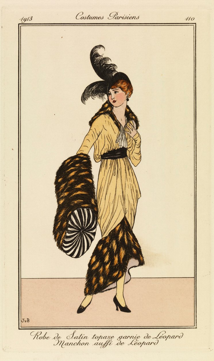 Prato 110 de "Costumes Parisiens" (trajes parisienses) de French School