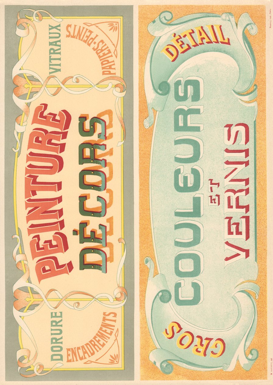 Ilustração 22: Modelos de sinalização para pintor de letras Art Nouveau (Pintura Decorativa, Cores e Verniz). de French School