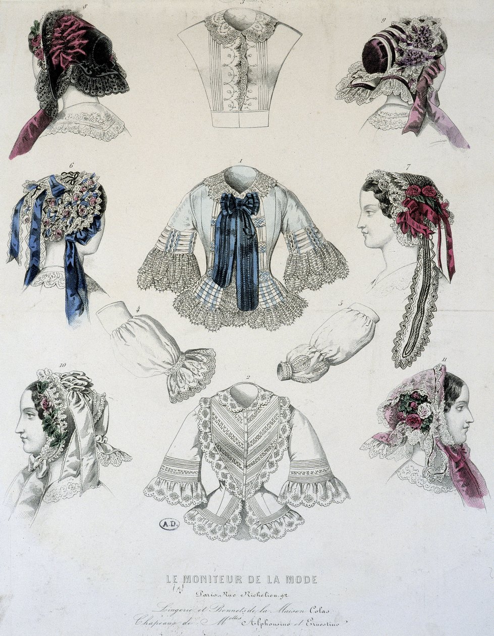 Prato de copas e espartilhos - em "Le Moniteur de la Mode" de French School