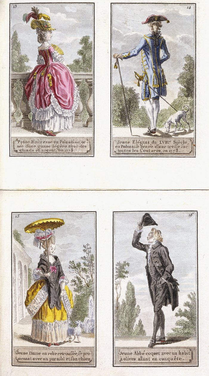 Pranchas 13-16 de um almanaque da moda francesa contemporânea de French School