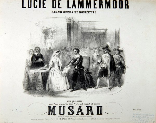 Playbill para a ópera Lucie de Lammermoor, de Gaetano Donizetti (1797-1848) Impresso pela Bertauts de French School