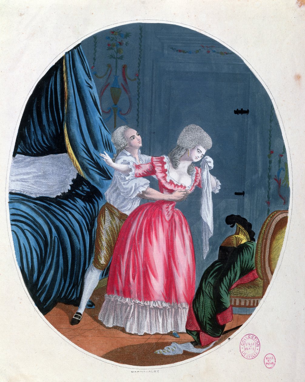 Lamentações inúteis, final do século XVIII (gravura a cores) de French School
