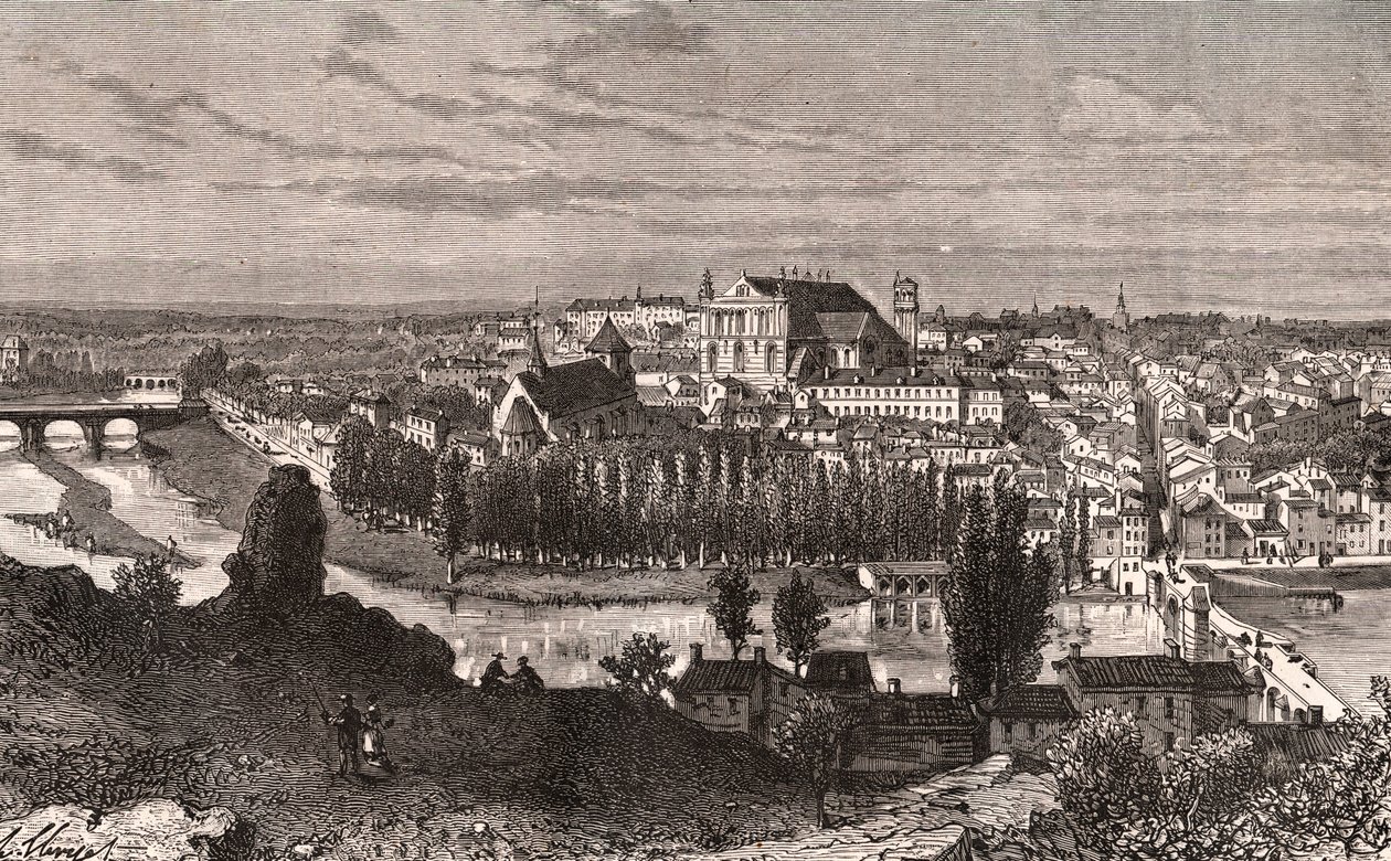 Poitiers - gravura em "La France illustree: geographie, histoire, administration statistique" de V.A. Malt-Brown. 1884 de French School